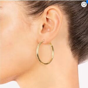 14K Gold Over Hoop Earrings Silver Reflections (NWT)